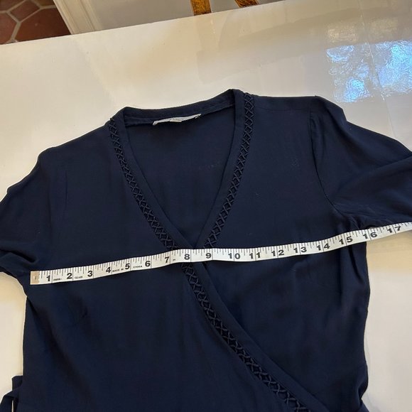 Ann Taylor Loft Navy Wrap Blouse - Picture 4 of 10